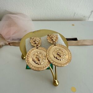 Gold Lion Head Statement Earrings
